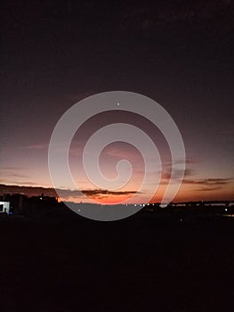 Night sky red clouds sunset