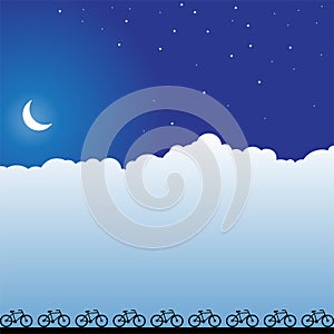 Night Sky Scene - Bicycles