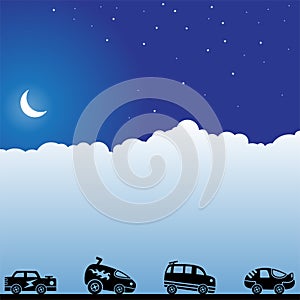 Night Sky Scene - Hot Rod Cars