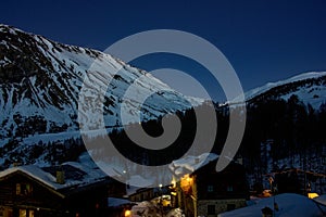 Night sky ski mountains Livigno view photo