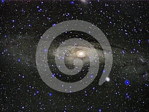 Night sky stars Andromeda constellation Galaxy M31 observing photo
