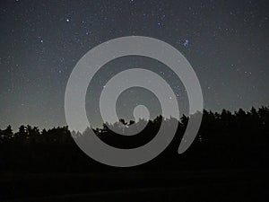 Night sky stars, Auriga and Pleiades observing