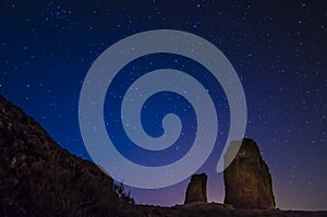 Night sky with stars and Big Dipper on Roque Nublo