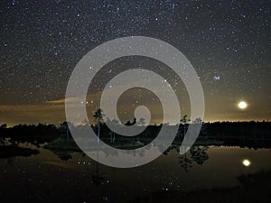 Night sky stars orion pleiades and venus observing