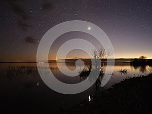 Night sky stars pleiades and venus observing