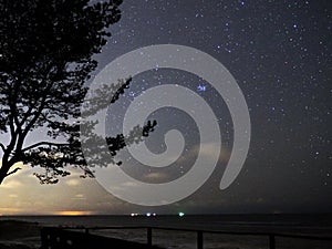 Night sky stars Taurus constellation Pleiades observing photo