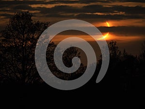 Night sky after sunset moon rising observing