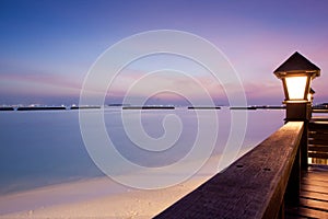 Night sky after sunset at a seaside beach resort