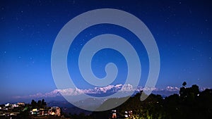 Night sky time-lapse over the Himalayas