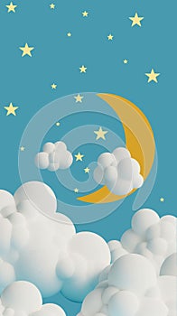 Night sky vertical background. Sweet dreams wishes