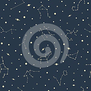 Zodiac star constellation horoscope seamless pattern vector background photo