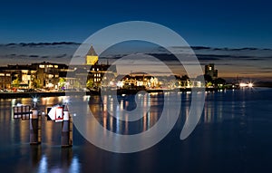 Night Skyline of Historical City of Kampen, Netherlands