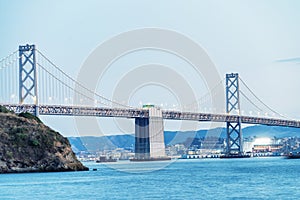 Night skyline of San Francisco Bay Bridge from Treasure Island