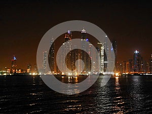 Night skyscrapers, tall houses, night Dubai