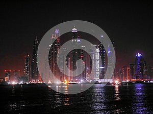 Night skyscrapers, tall houses, night Dubai