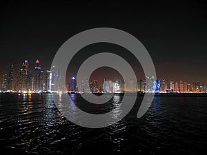 Night skyscrapers, tall houses, night Dubai