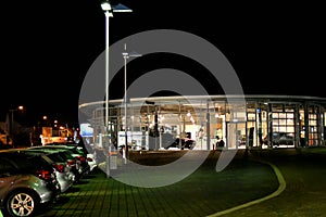 Night snapshot.Used cars for sale, bazaar location, used goods market.
