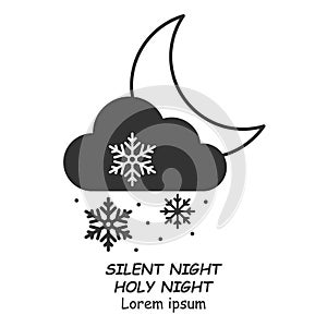 Night snowfall vector icon