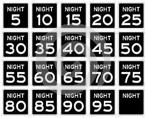 Night Speed Limit Sign Set
