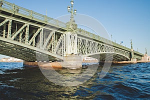 Night St .Petersburg, Russia , Palace Bridge and Peter and Paul Fortress