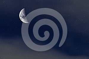 Night Starry Sky Background. Crescent Moon