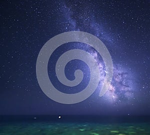 Night starry sky with Milky Way at the sea. Background