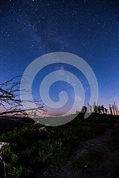 Night starry sky with visible Milky Way galaxy