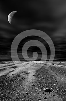 Night stony desert. photo