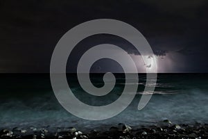 Night storm sea