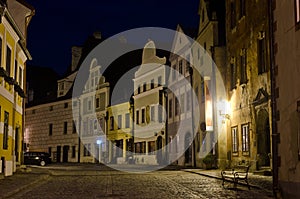 Night street in Cesky Krumlov, Czech Republic