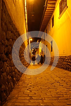 Night street in Cusco, Peru