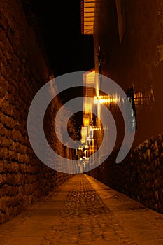 Night street in Cusco, Peru