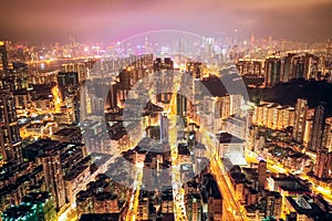 Night street in Kowloon, Hong Kong