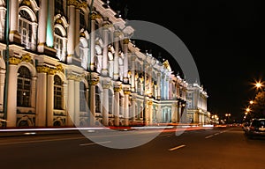 Night street in St. Peterburg. Hermitage