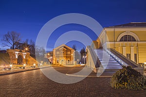 Night street view with tracers in Daugavpils city effort wit Mark Rotko art center