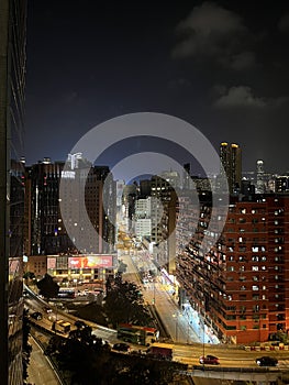 Night Street View in Yau Ma Tei Hong Kong