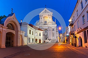 Night street in Vilnius, Lithuania