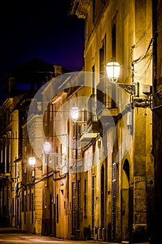 Night in the streets of the Arta city, Mallorca