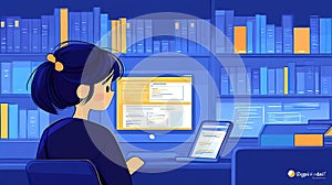 Night study session in a cozy library