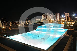 Night swimming pool. Hotel.