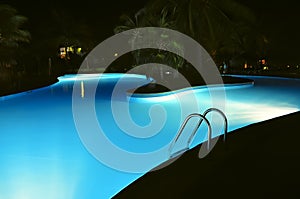Night swimming pool with lighting