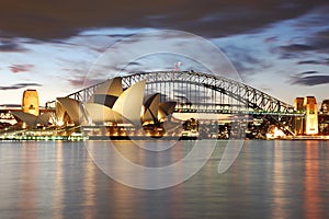 Night Sydney Opera House with Harbour Bridge