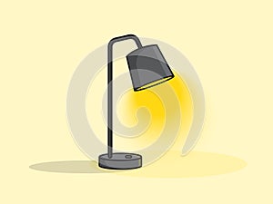 Night table, office desktop lamp Comic brain electric lamp idea doodle FAQ business loading concept Fun vector light bulb icon or