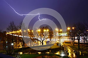 Night thunderstorm in the sky.