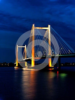 Night time cable brisge image.