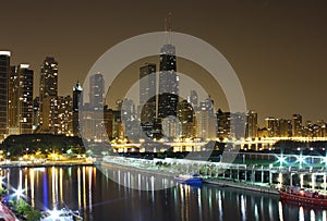 Night time Chicago Skyline