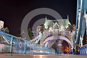 Night time shot of the world famous Tower Bridge in London UK with beautiful lights