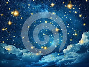 night time sky background with glittering stars photo