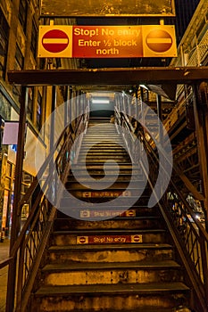 Night time train staircase