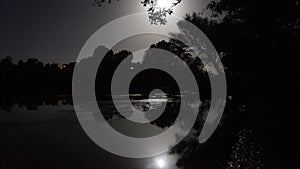 Night time by the Waikato river in Ngaruawahia, New Zealand